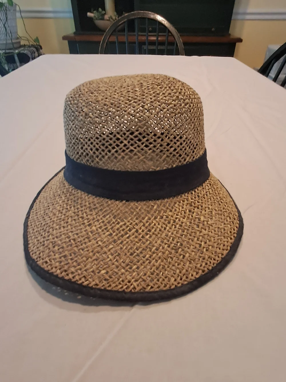Straw Sun Hat with Black‎ Trim and Band